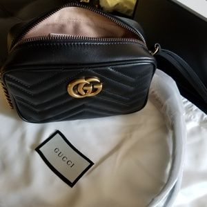 SOLD ! GG Marmont Matelassé Mini Camera Bag, Black